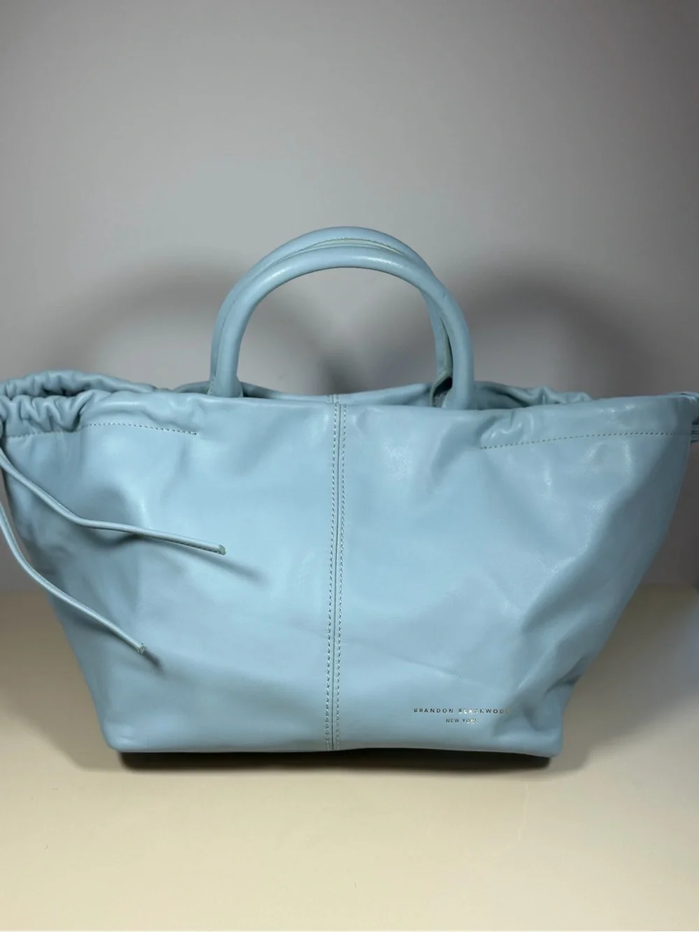 Brandon Blackwood New York Ruched Tote bag- light blue (hard to find color)